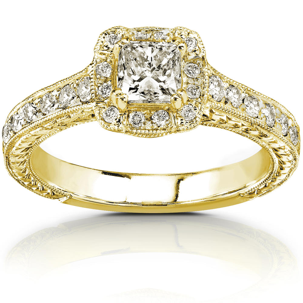 Princess Diamond Engagement Ring 3/4 Carat (ct.tw) in 14K Yellow Gold