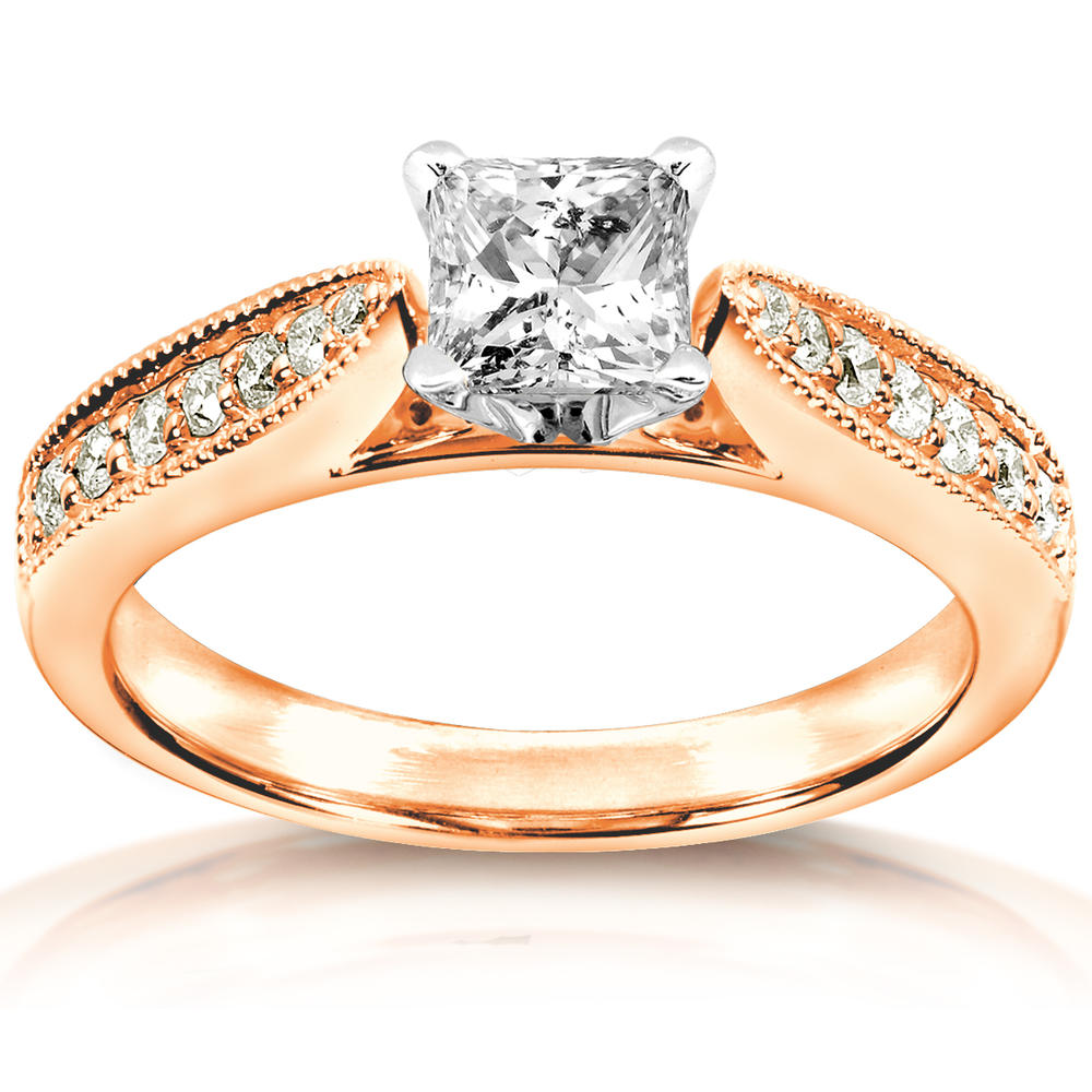 Princess Diamond Engagement Ring 5/8 carat (ct.tw) in 14k Rose Gold