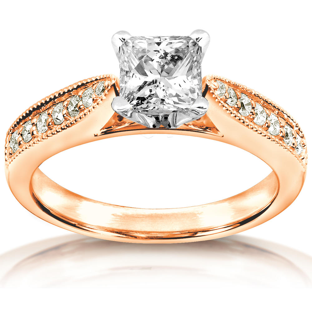 Princess Diamond Engagement Ring 7/8 carat (ct.tw) in 14k Rose Gold