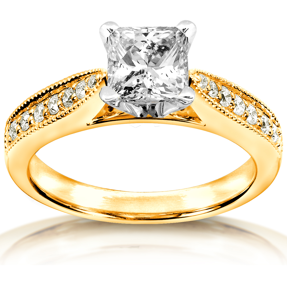 Princess Diamond Engagement Ring 1 1/6 carat (ct.tw) in 14k Yellow Gold