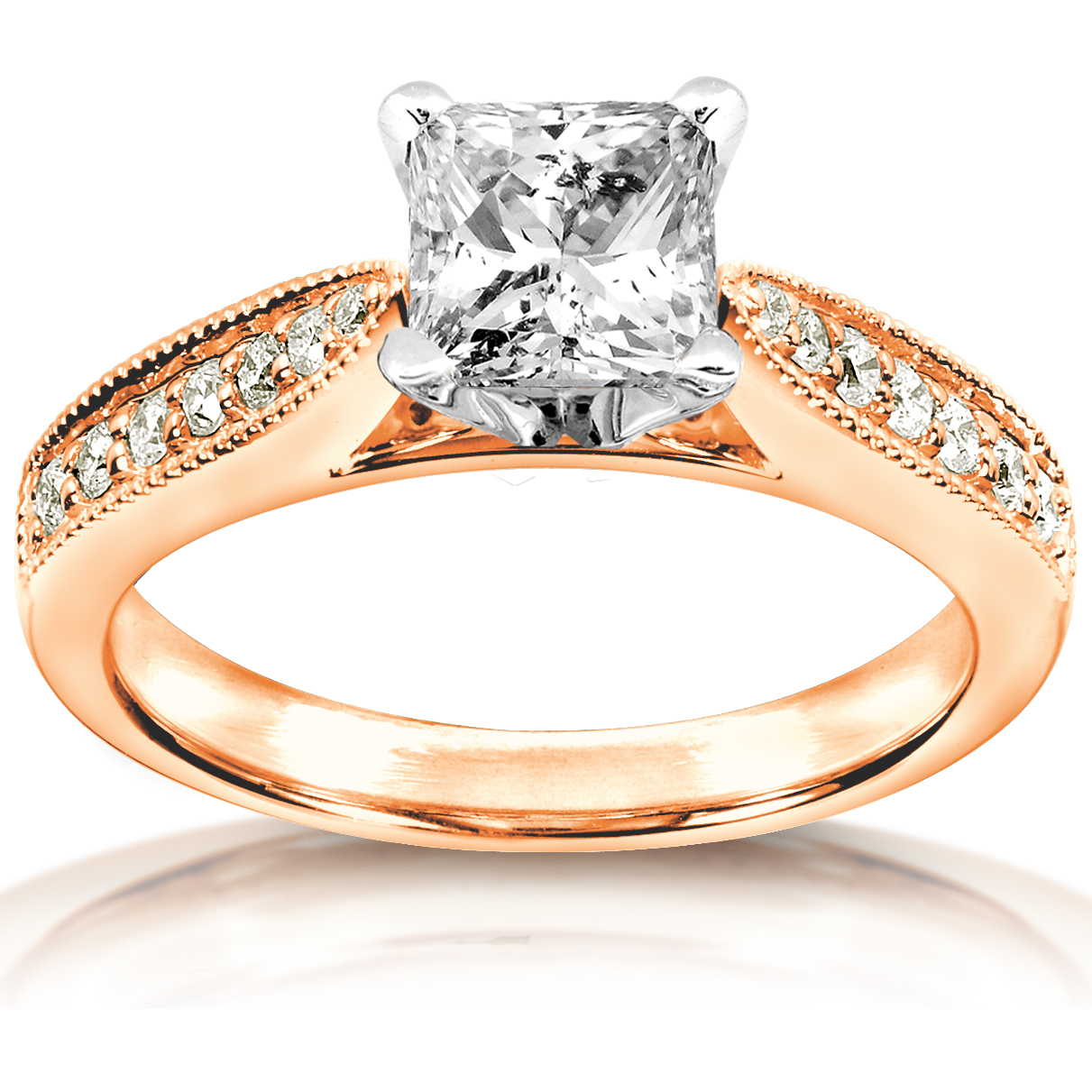 Princess Diamond Engagement Ring 1 1/6 carat (ct.tw) in 14k Rose Gold