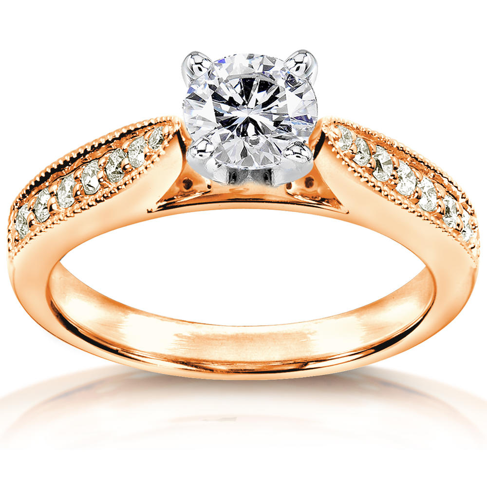 Round Diamond Engagement Ring 7/8 carat (ct.tw) in 14k Rose Gold