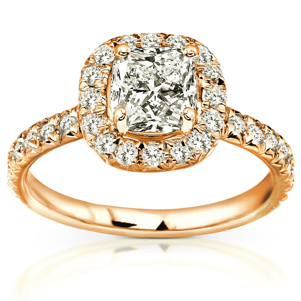 Emerald Diamond Three-Stone Engagement Ring 2 carats (ct.tw) in 14K Rose Gold