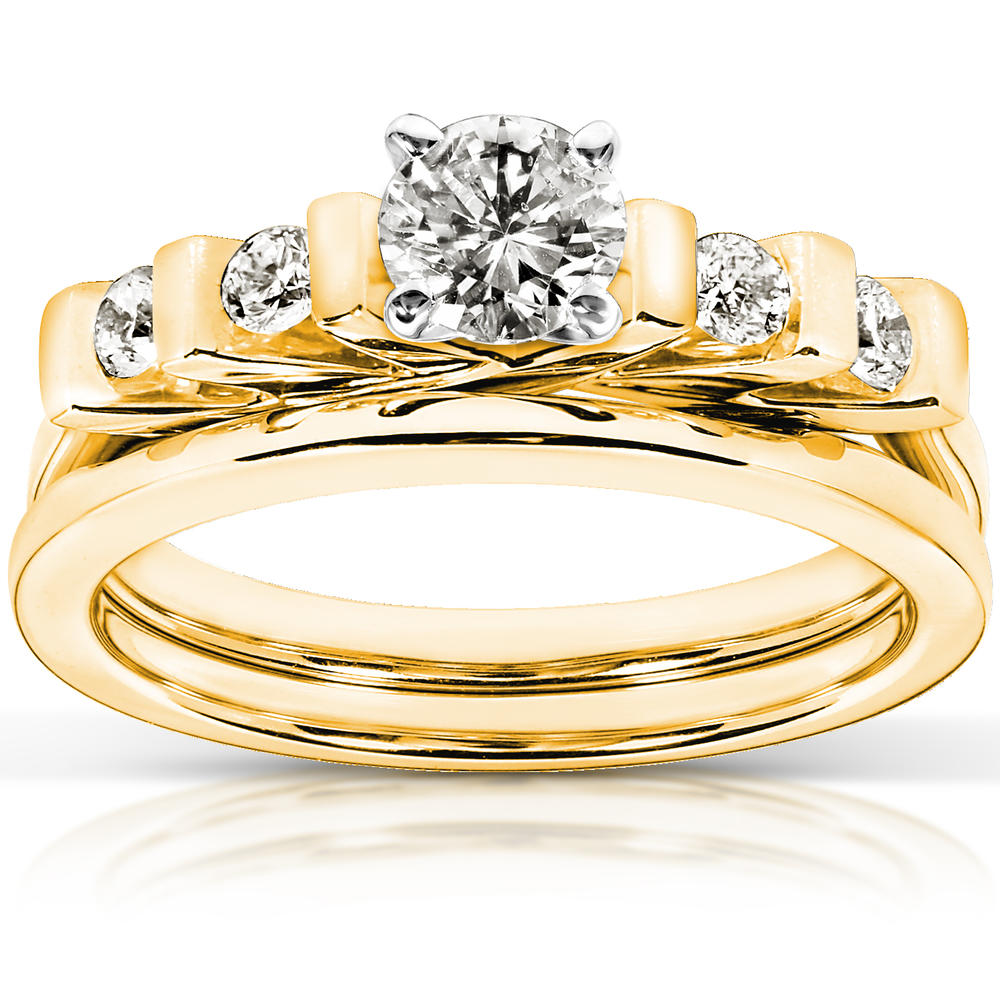 1/2 Carat (ct.tw) Diamond Wedding Set in 14K Yellow Gold