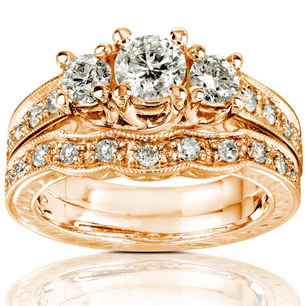 Diamond Wedding Set 1 carat (ct.tw) in 14K Rose Gold
