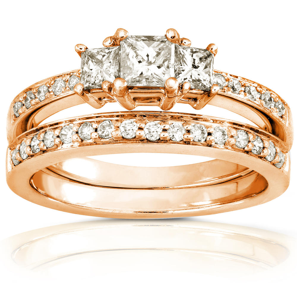 Diamond Wedding Set 5/8 carat (ct.tw) in 14K Rose Gold