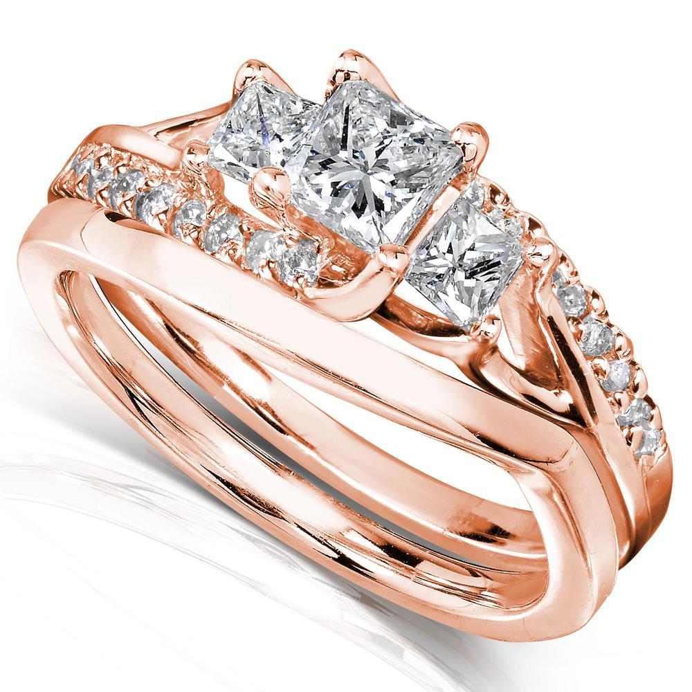 Princess Cut Diamond Bridal Set Ring 1 Carat (ct.tw) in 14k Rose Gold