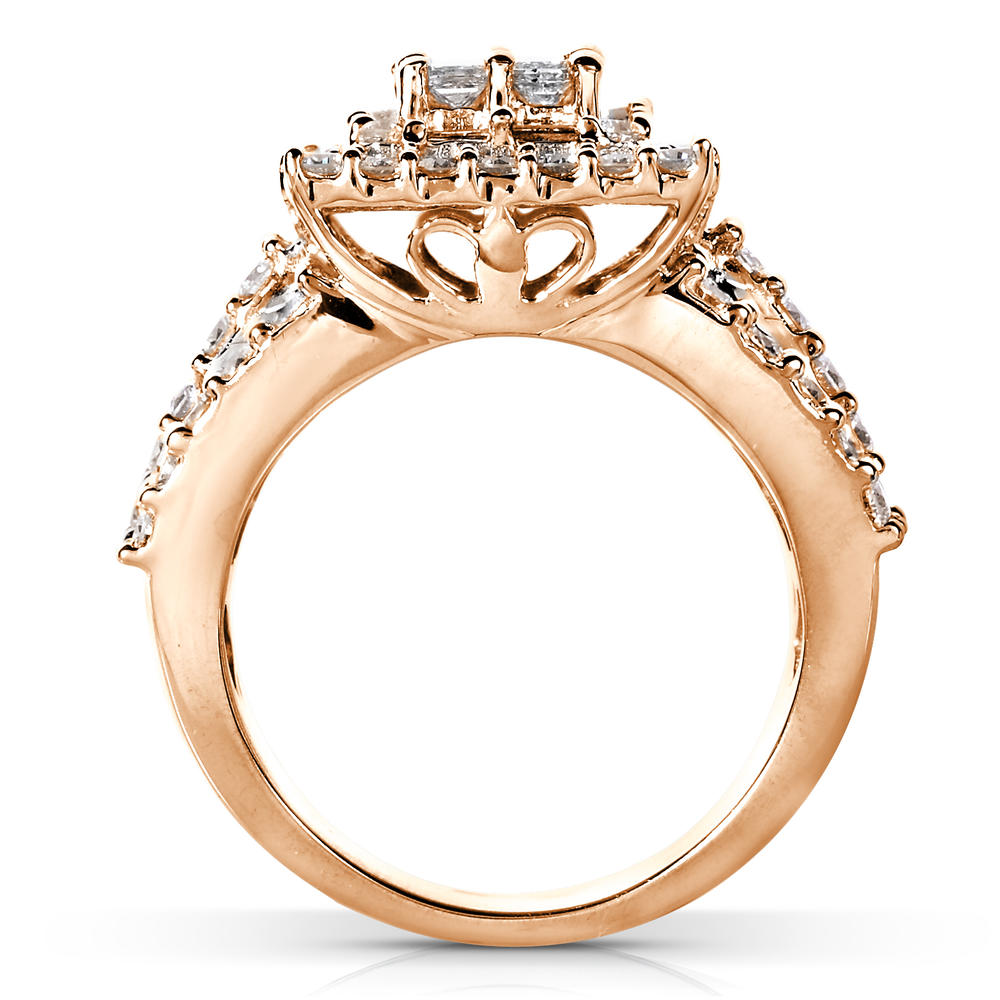 Diamond Engagement Ring and Wedding Band Set 2 4/5 carats (ct.tw) in 14K Rose Gold