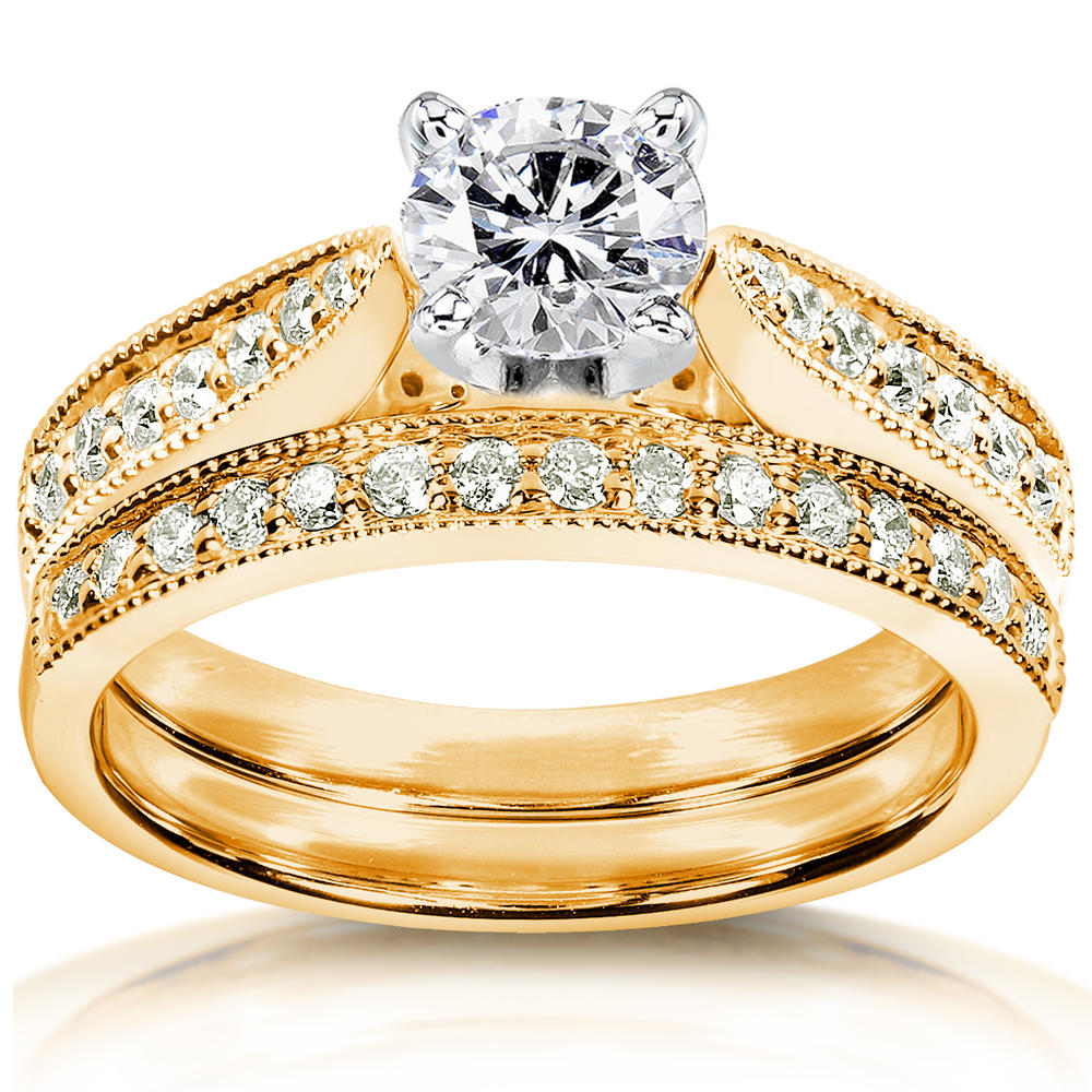 Diamond Wedding Set 1 carat (ct.tw) in 14k Yellow Gold