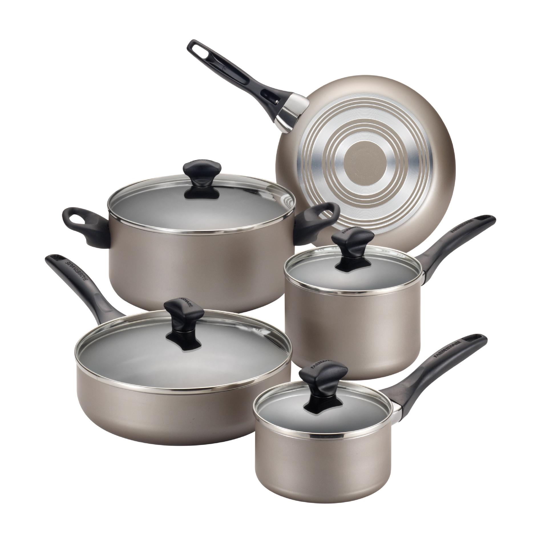 Farberware Dishwasher Safe Nonstick 15-Piece Cookware Set  Champagne