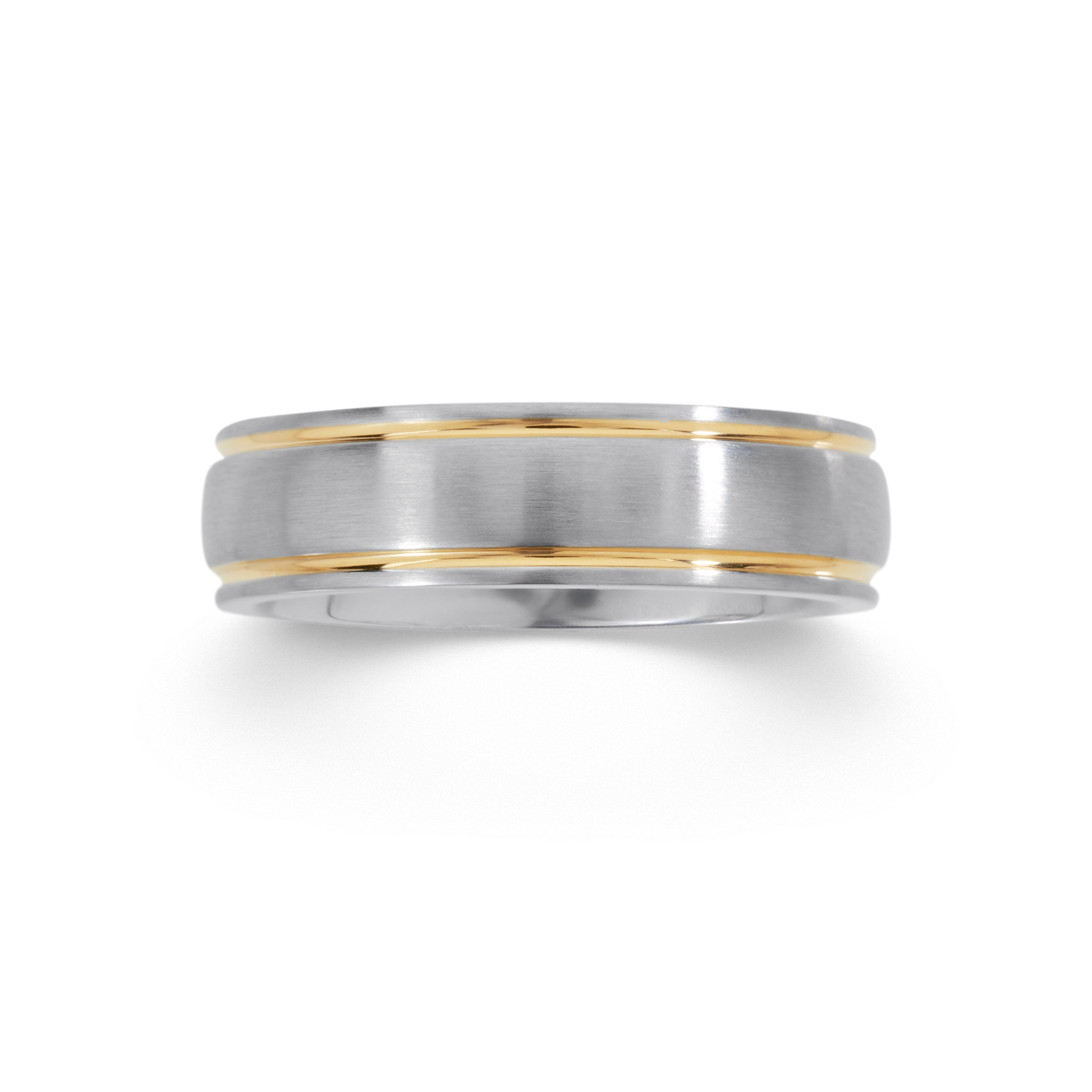 Men's Gold PVD Striped Stainless Steel Wedding Band