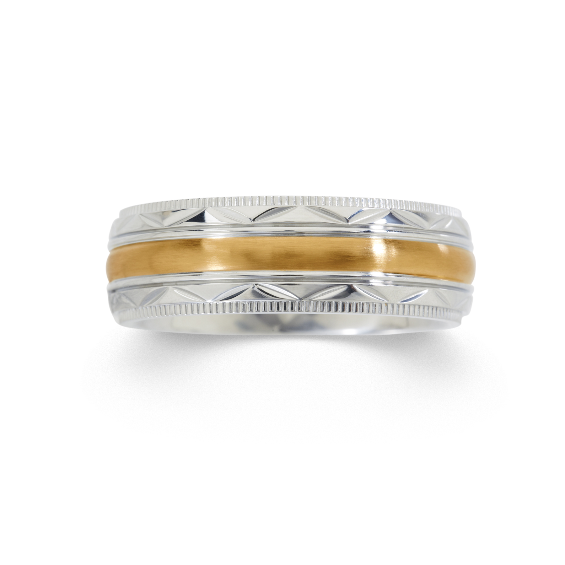 Men's Etched Gold PVD Stainless Steel Wedding Band