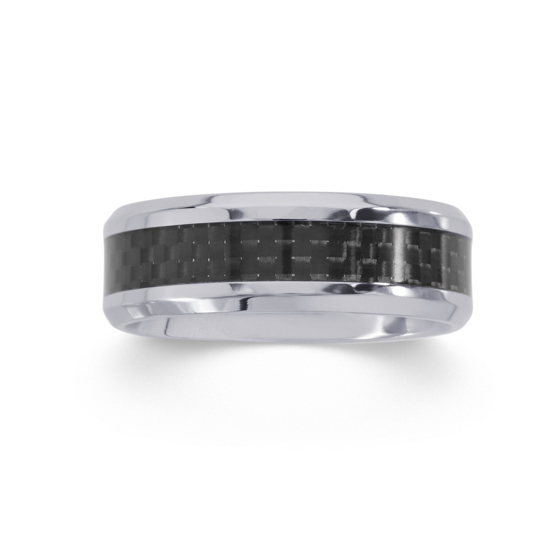 Men's Carbon Fiber Inlay Stainless Steel Wedding Band