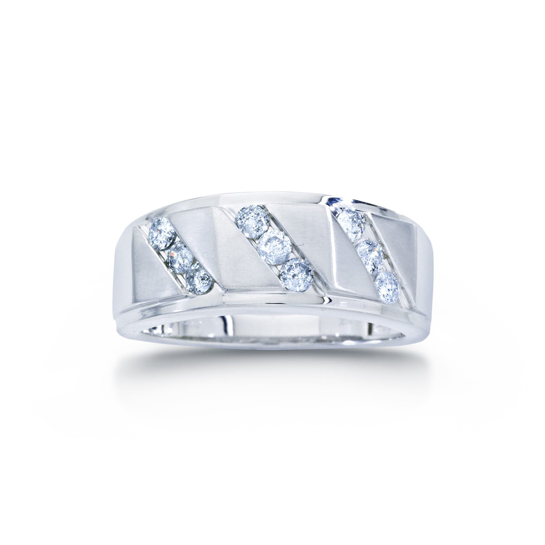 Tradition Diamond Men's 1/2 Cttw. Round 10K White Gold Diamond Wedding Band Colorless D-F