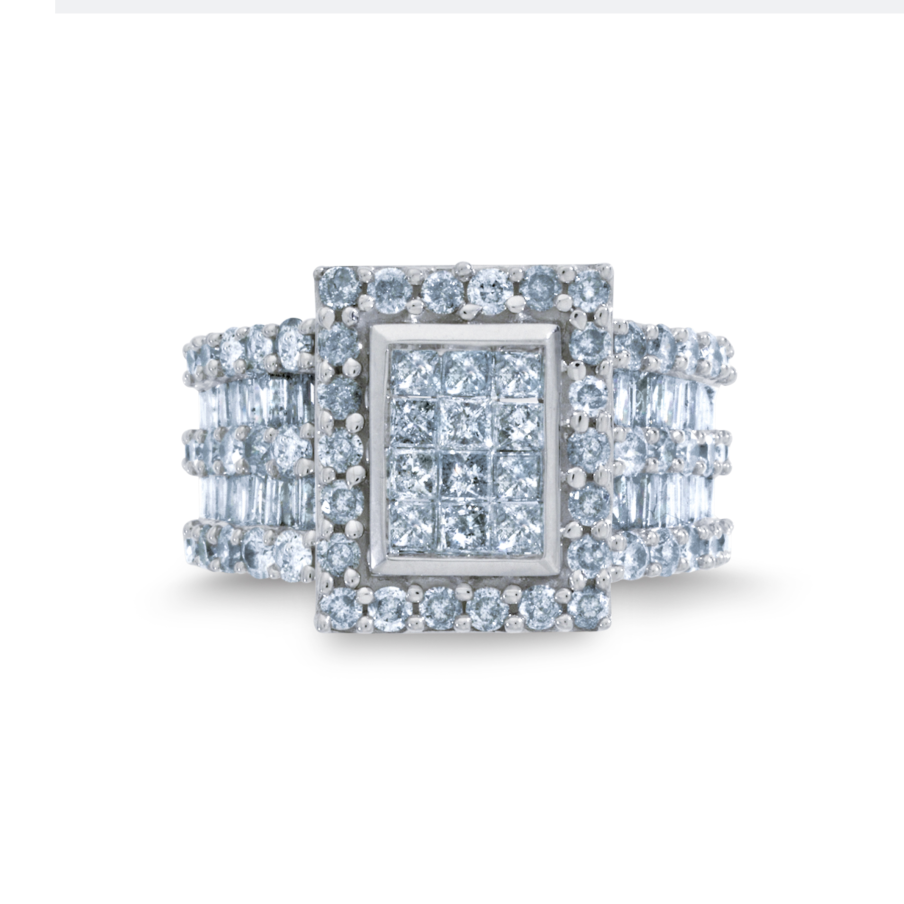 3 Cttw. Princess Cut 10K White Gold Diamond Engagement Ring