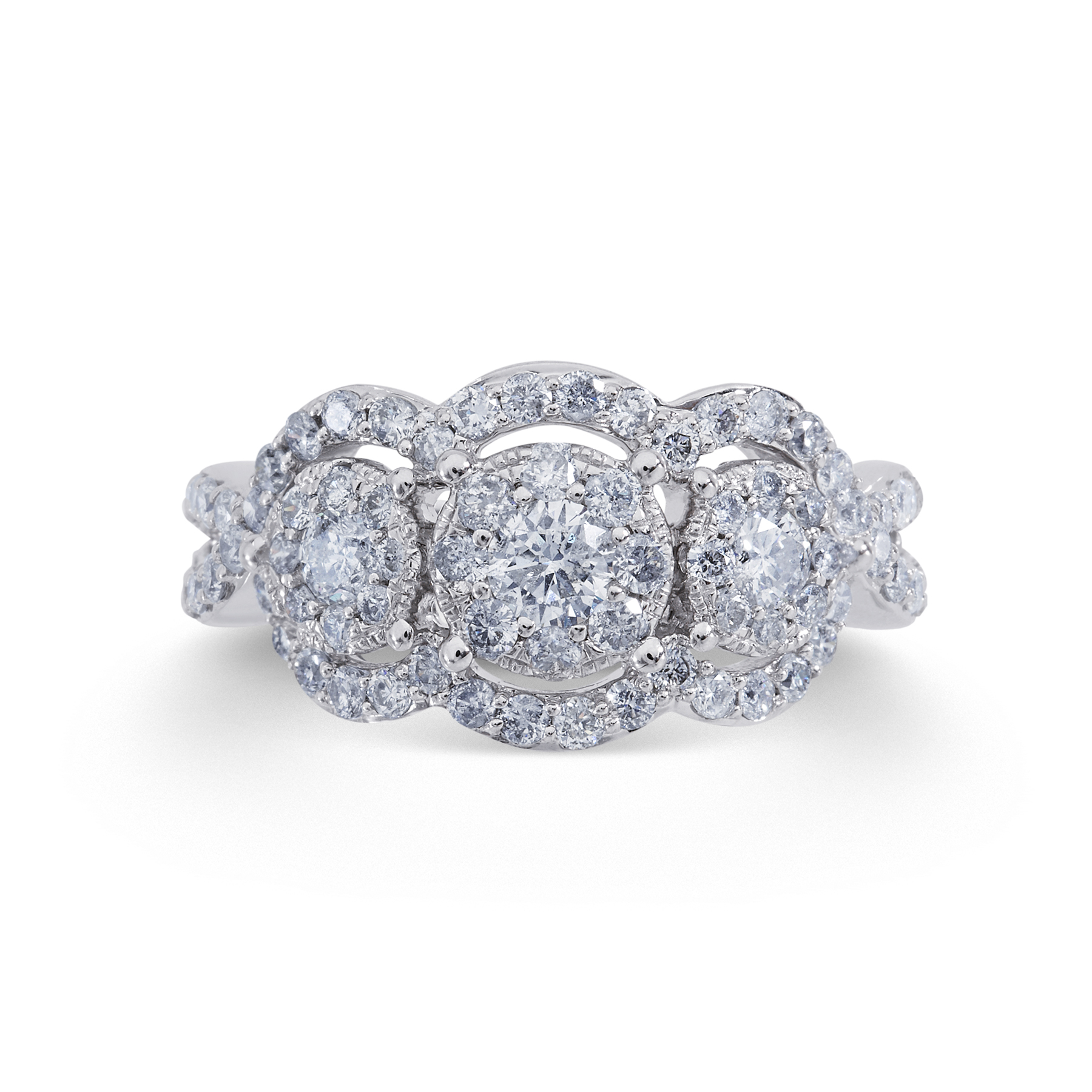 1-1/2 Cttw. Round 10k White Gold Diamond Engagement Ring