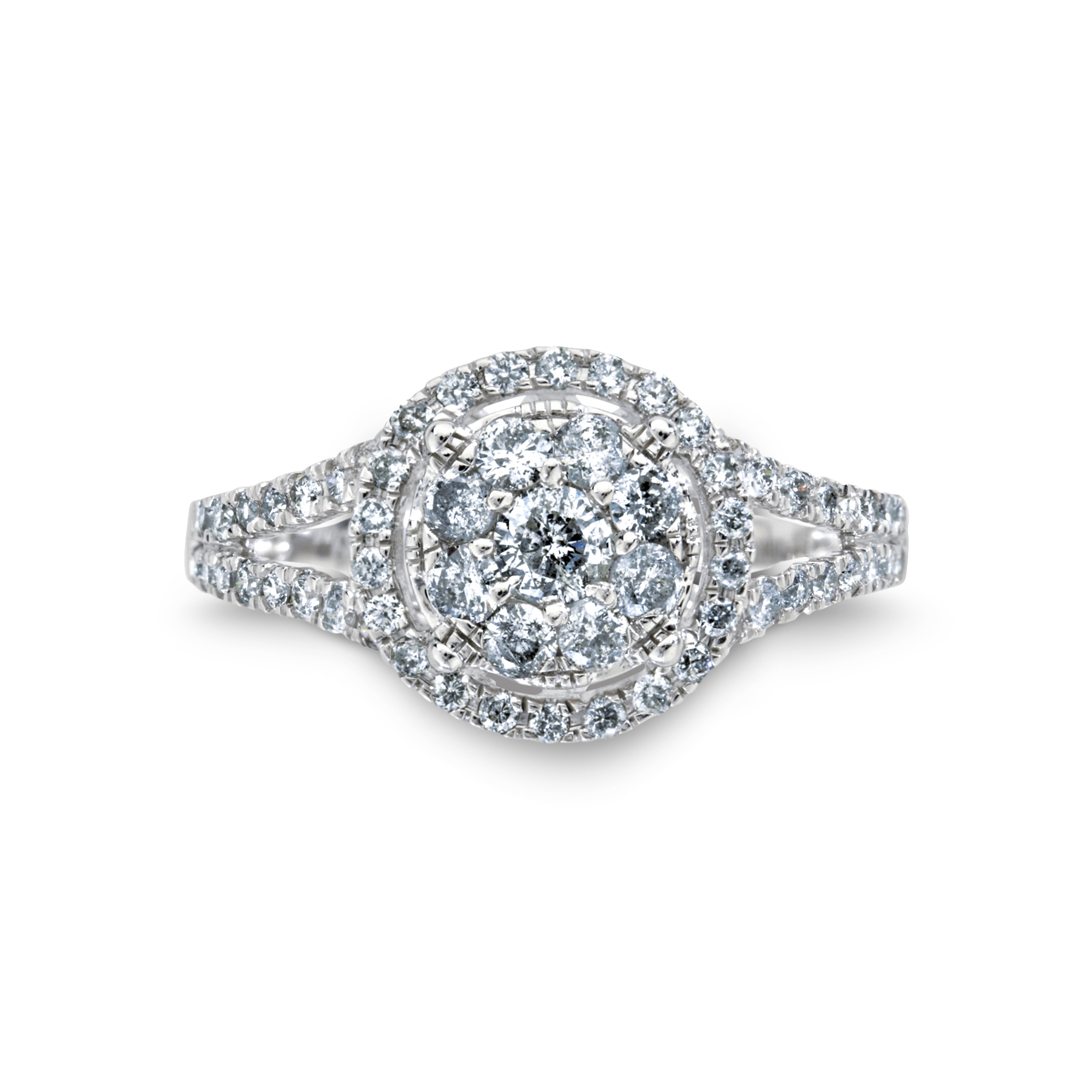 7/8 Cttw. Round 10k White Gold Diamond Engagement Ring