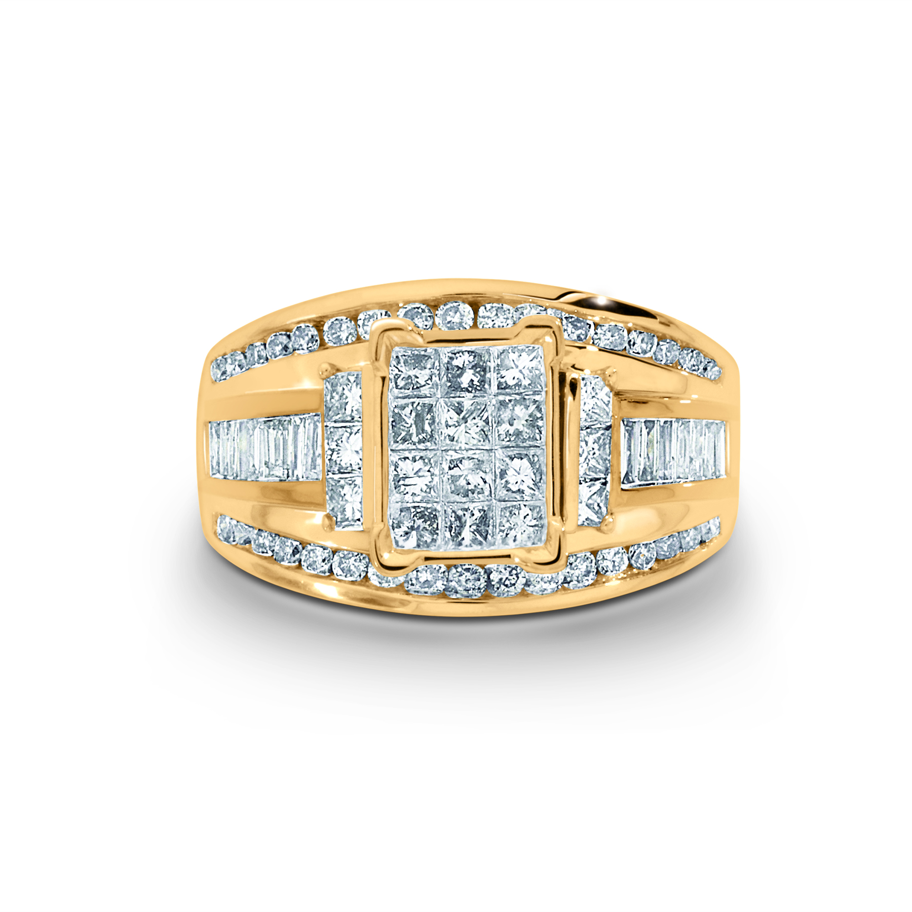 Tradition Diamond 1-1/2 Cttw. Princess Cut 10K Yellow Gold Diamond Engagement Ring