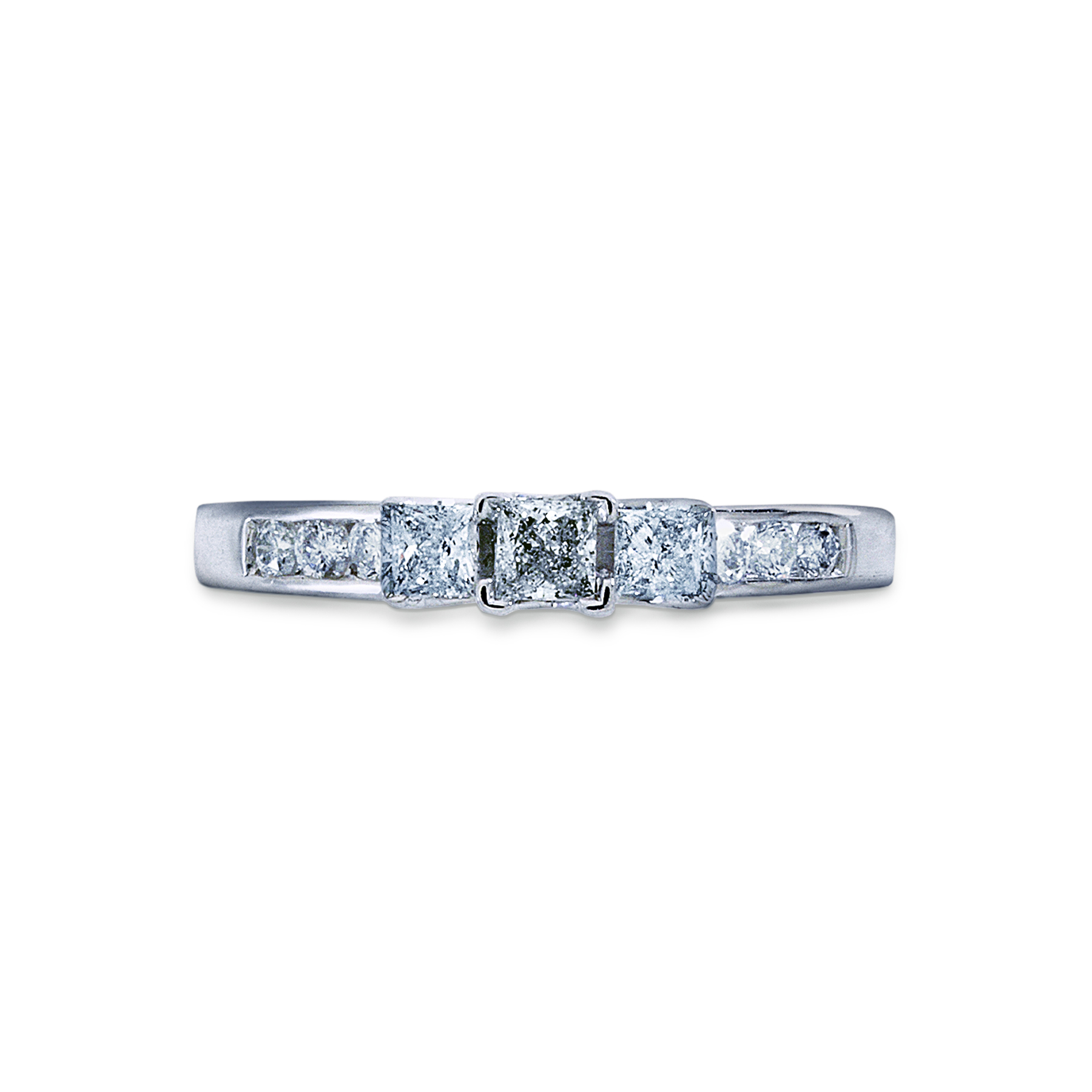 1/2 Cttw. Princess Cut 10K White Gold Diamond 3-Stone Engagement Ring