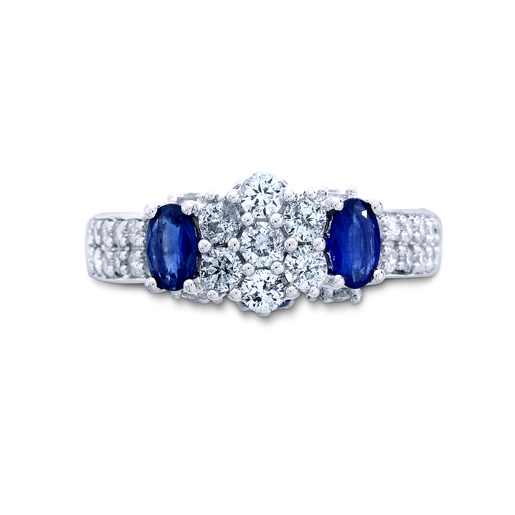 1 Cttw. Round 10k White Gold Diamond & Sapphire Engagement Ring