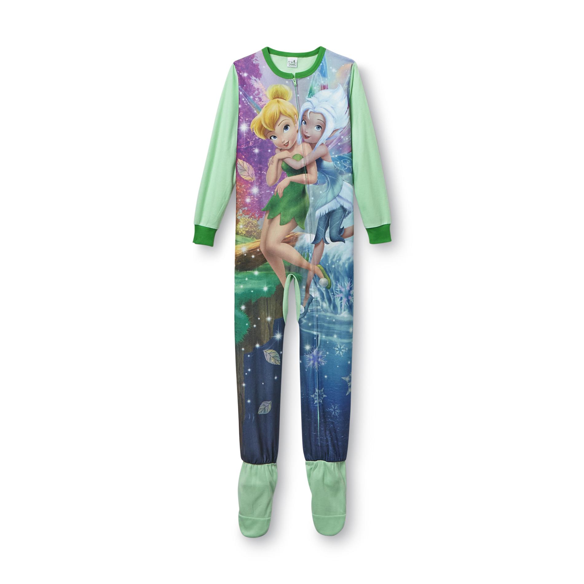 Disney Fairies Girl's Fleece Footie Pajamas Tinker Bell & Periwinkle