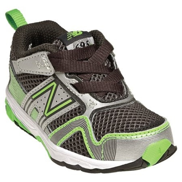 New Balance Boys' 695 Silver  Black and Green Sneaker