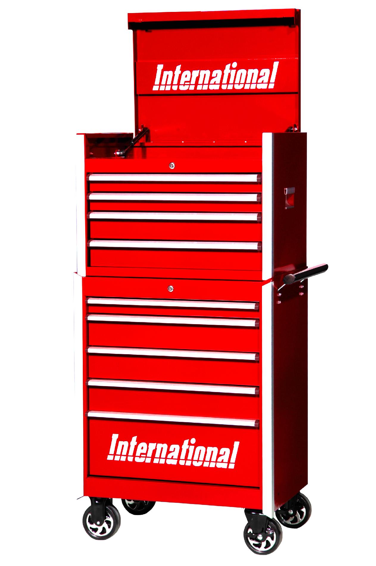International 27-Inch 9-Drawer Professional Tool Storage Combo -Red