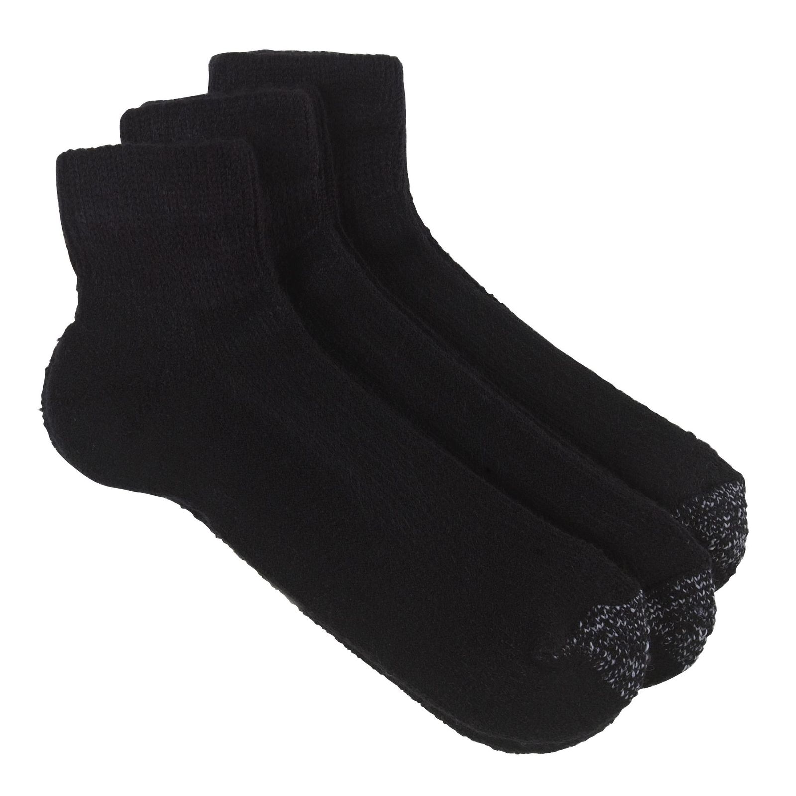 Silvertoe Men's 3pk Black High Bulk Acrylic Quarter Sock