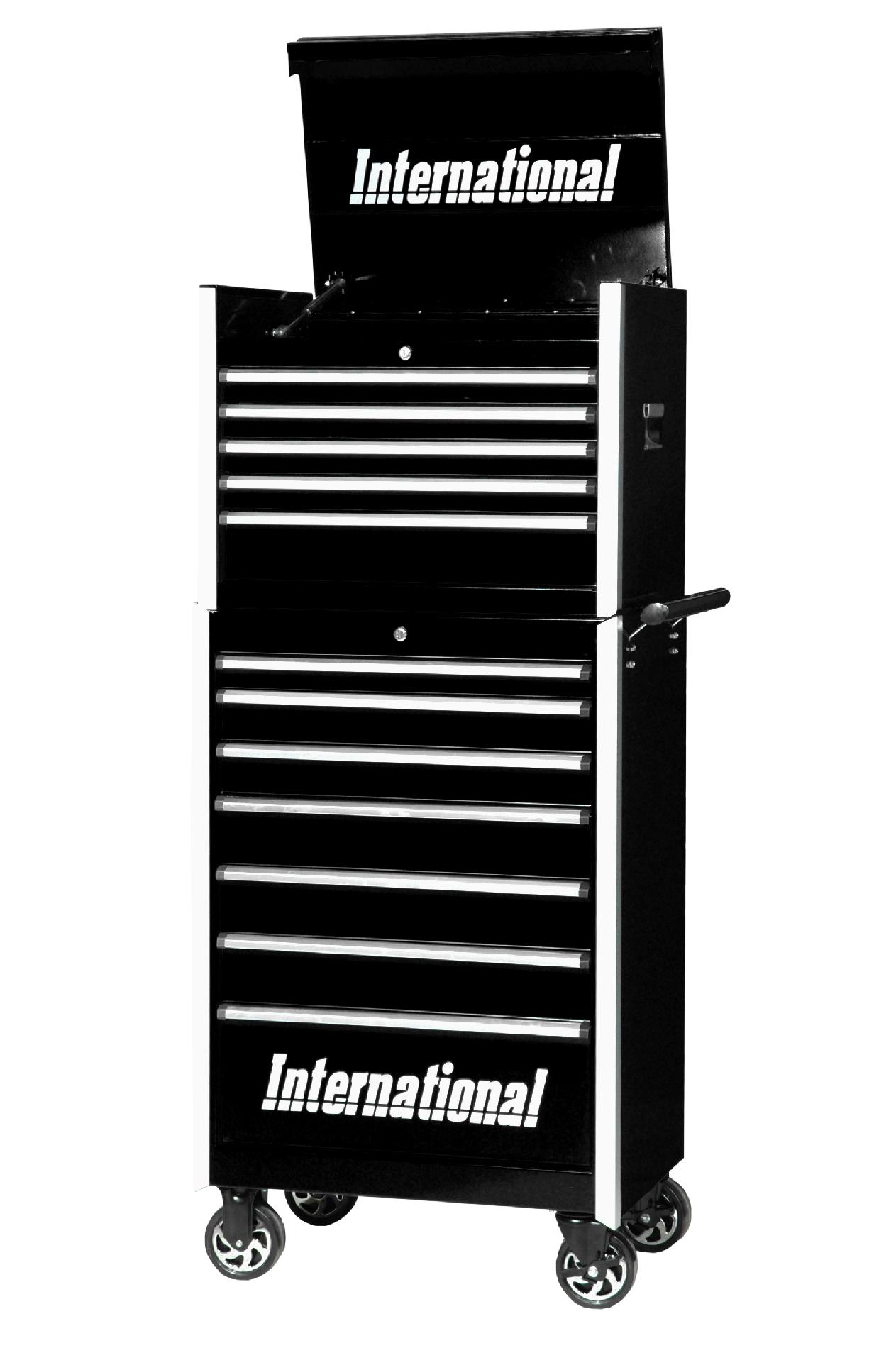 International 27-Inch 12-Drawer Professional Tool Storage Combo - Black