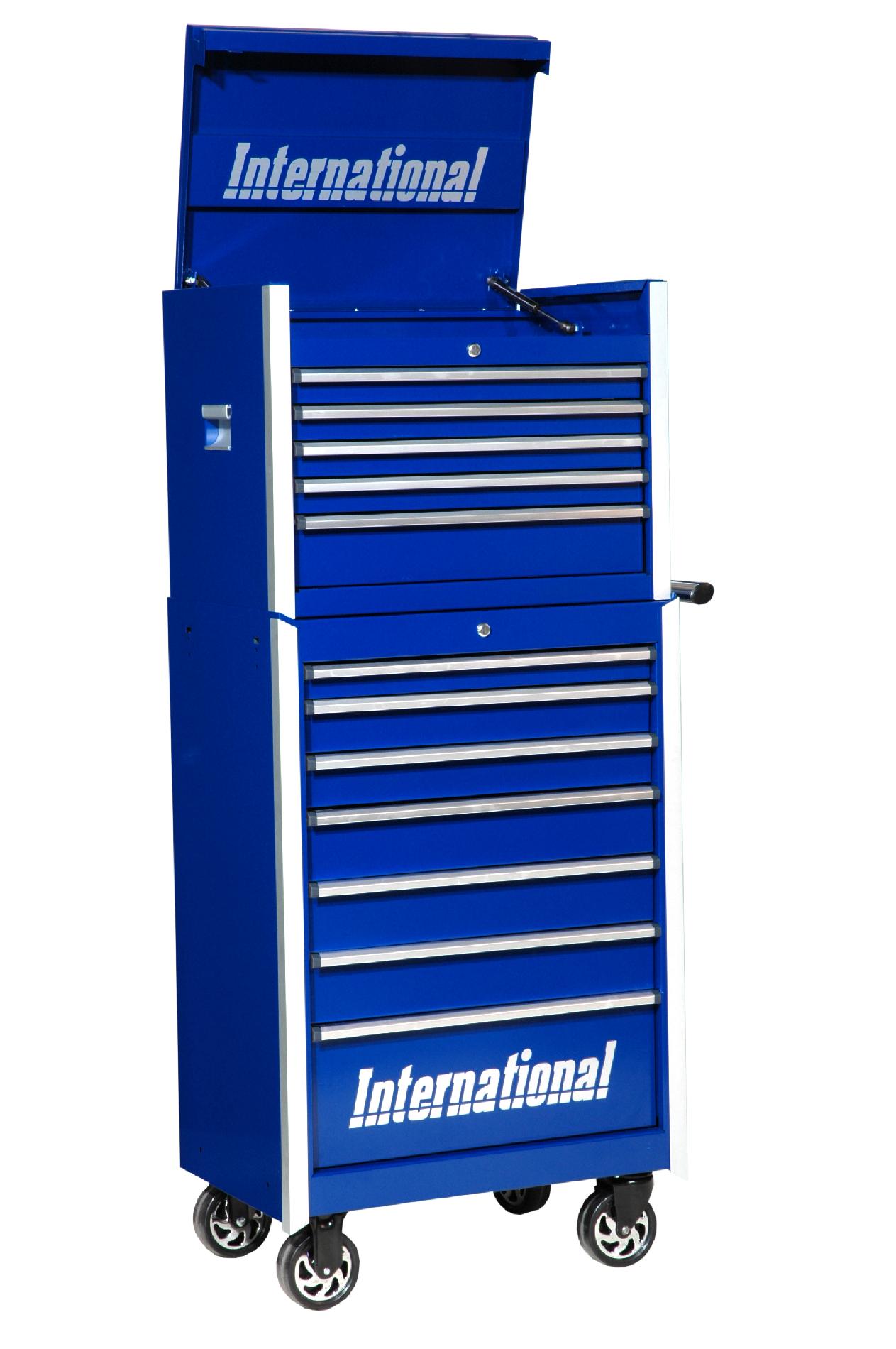 International 27-Inch 12-Drawer Professional Tool Storage Combo - Blue