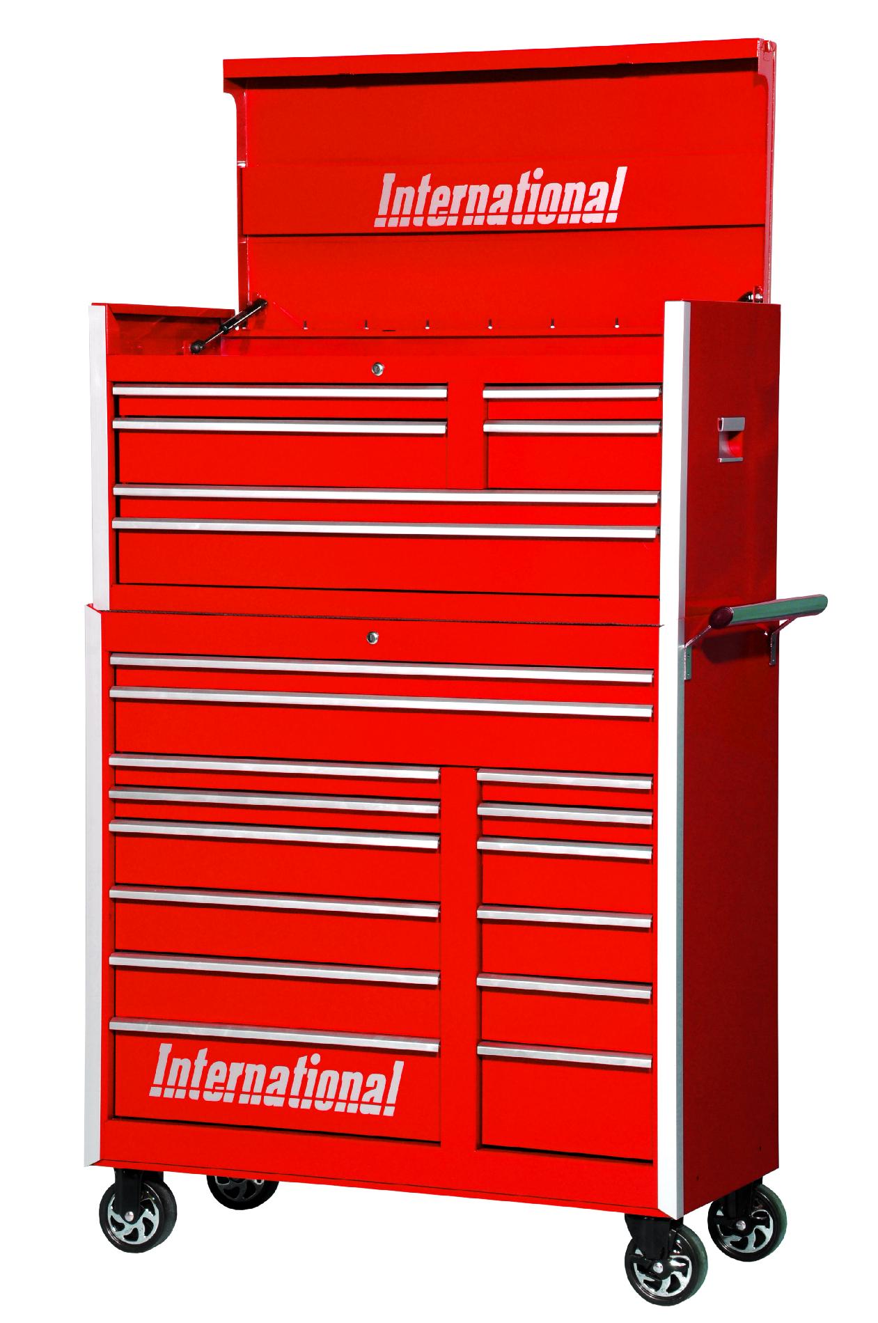 International 42-Inch 20-Drawer Professional Tool Storage Combo  Red