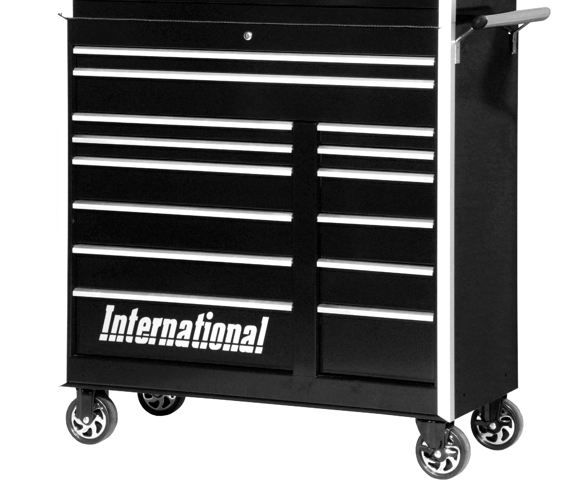 International Professional 42 14-Drawer Ball Bearing Slides Roller Cabinet Black
