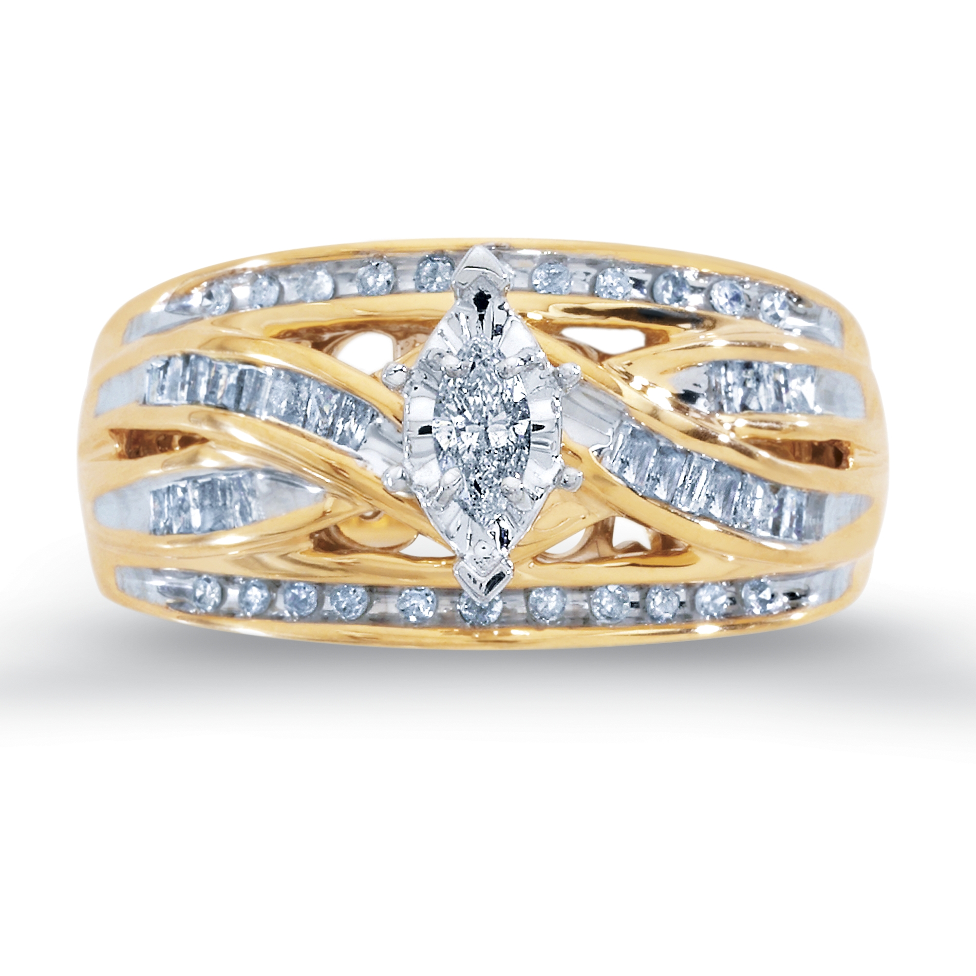 1/2 Cttw. Round Diamond 14k Yellow Gold 3-Stone Engagement Ring