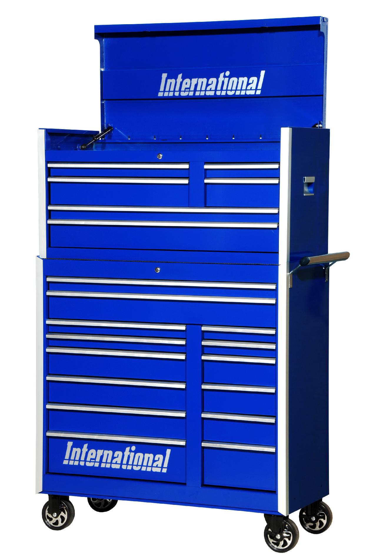 International 42-Inch 20-Drawer Professional Tool Storage Combo  Blue