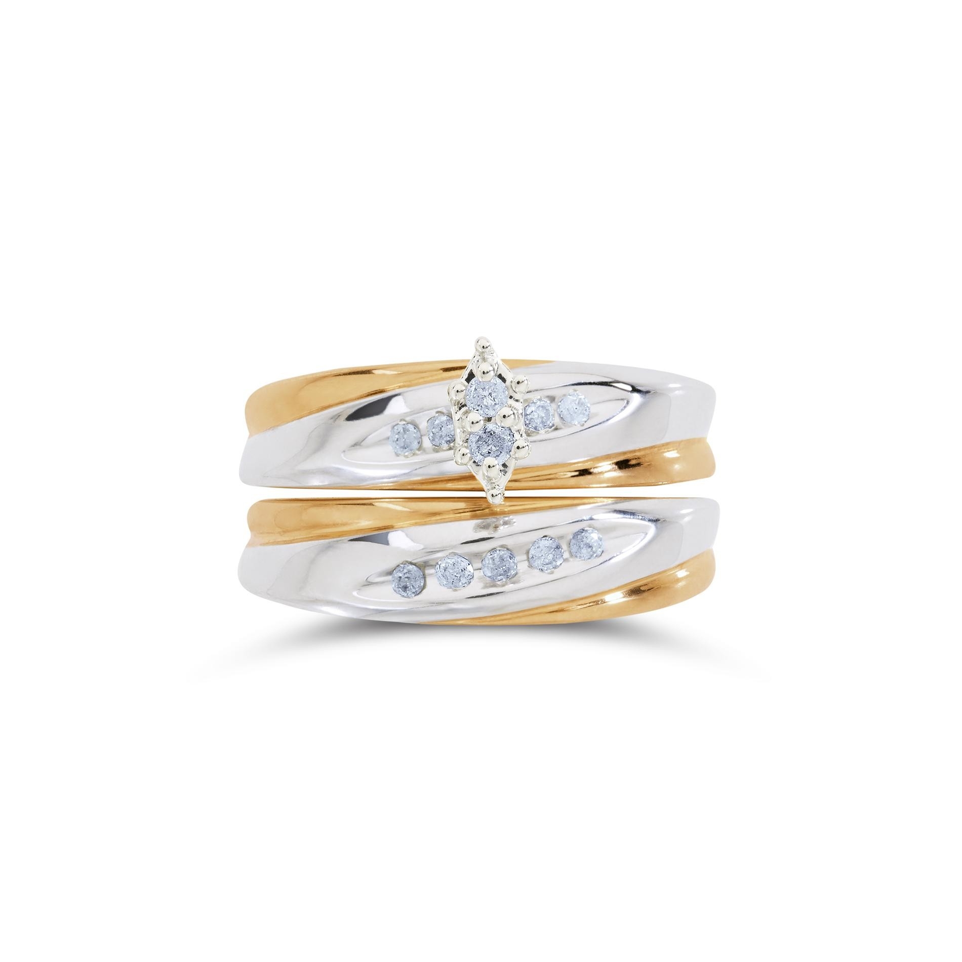 1/5 Cttw. Round 18kt Yellow Gold Over Sterling Silver Diamond Bridal Set