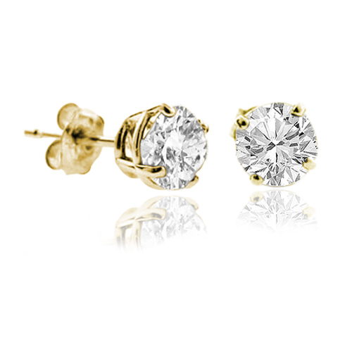 14k Yellow Gold 1/2 cttw Diamond Stud Earrings  (I2 Clarity)
