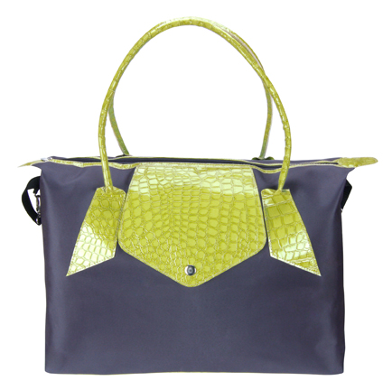 Trend Lab Diaper Bag - Gray And Lime Green Rendezvous Tote - Baby 