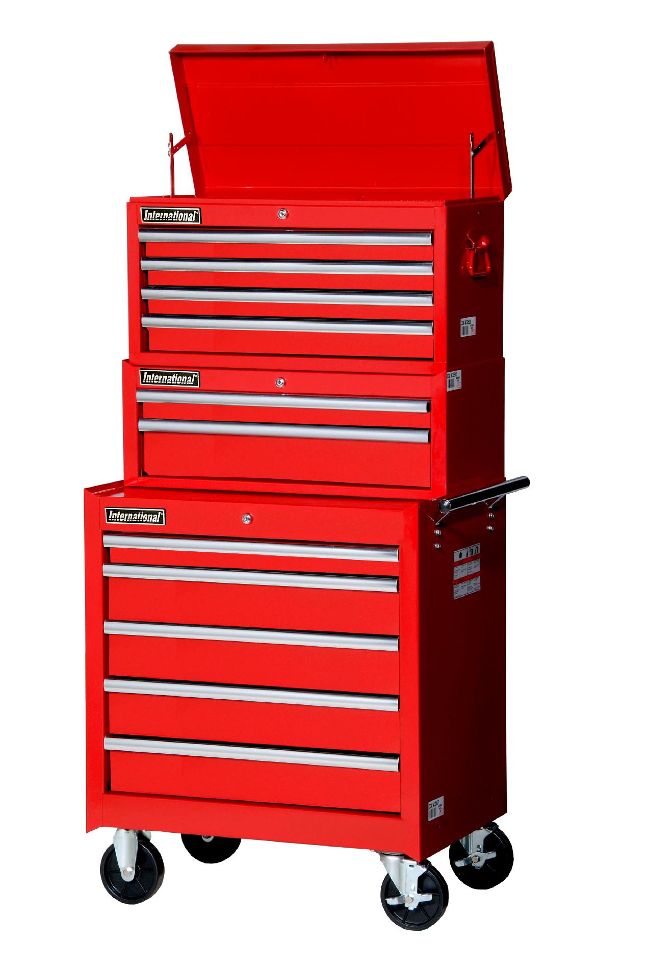 International 27-Inch 11-Drawer Tool Storage Combo  Red