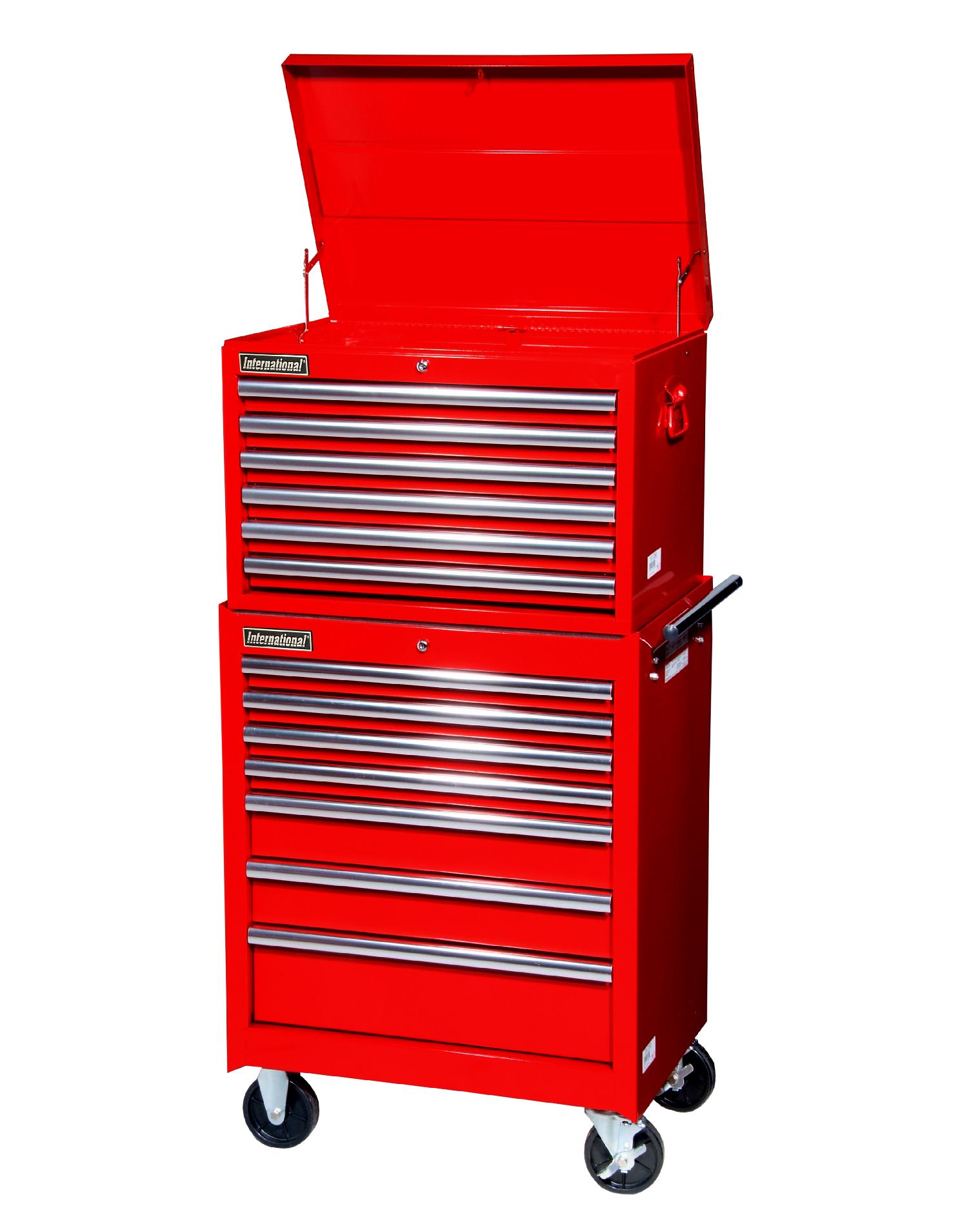 International 27-Inch 13-Drawer Tool Storage Combo  Red