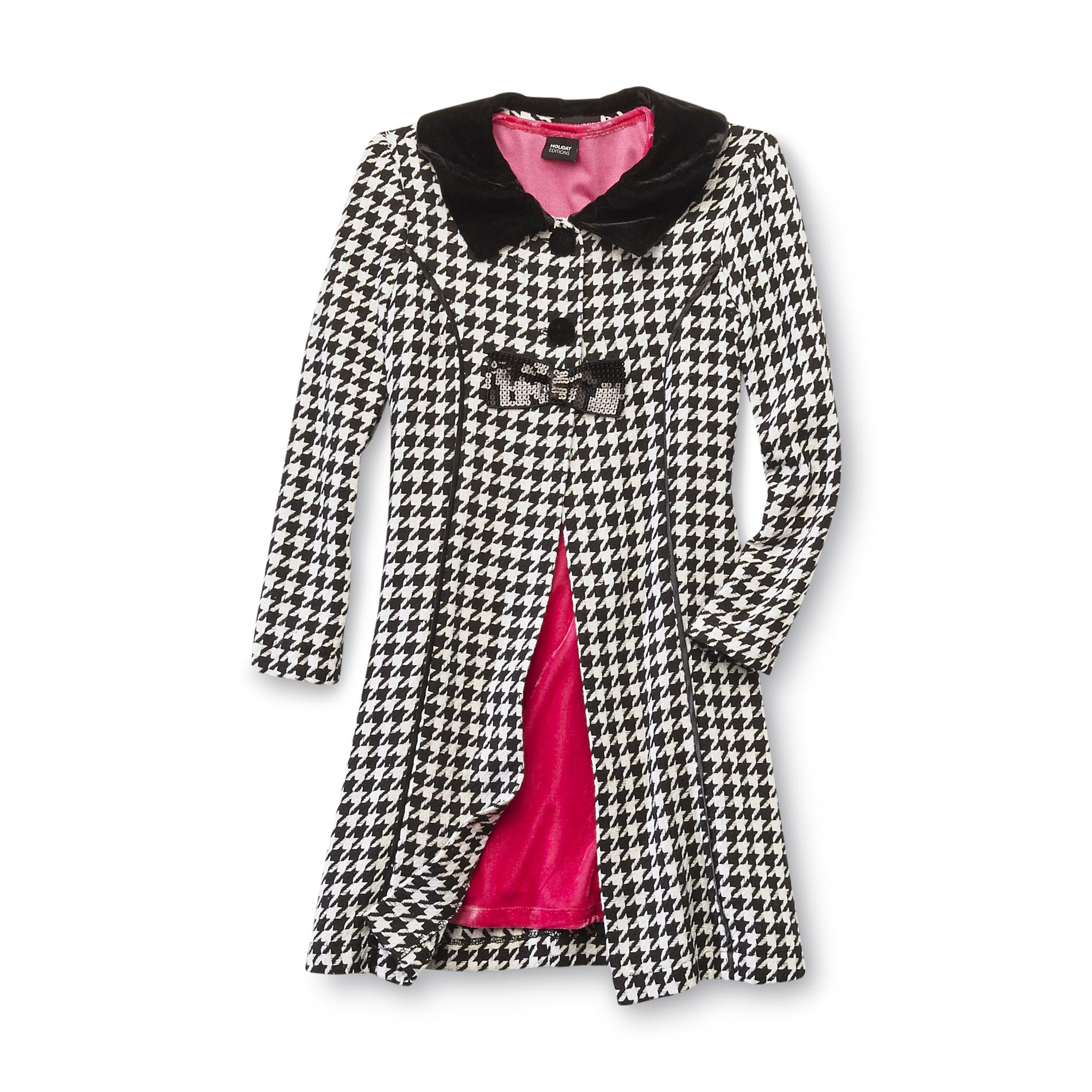 Holiday Editions Girl's Coat Dress Set Houndstooth