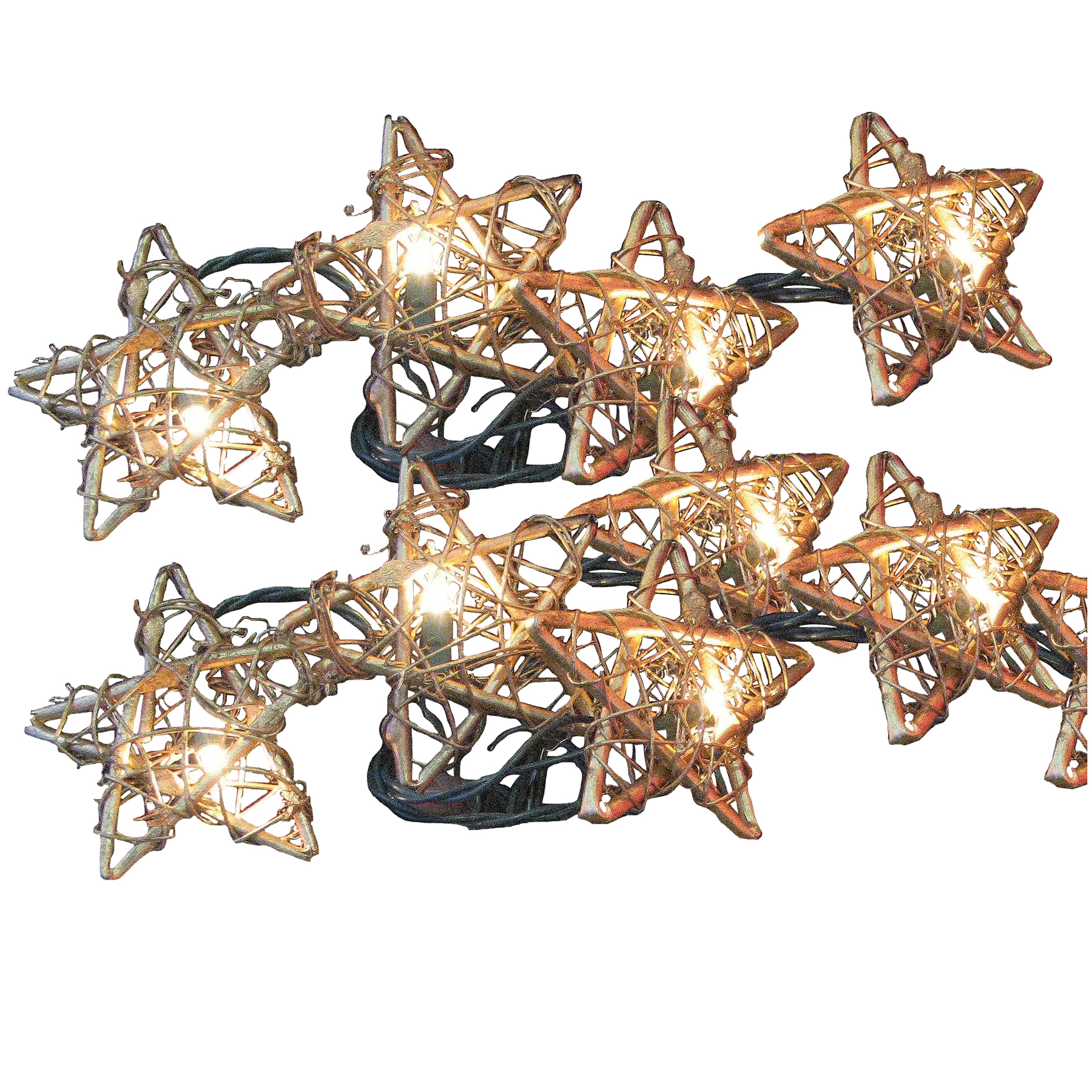 10-Light Golden Rattan Star Light Set