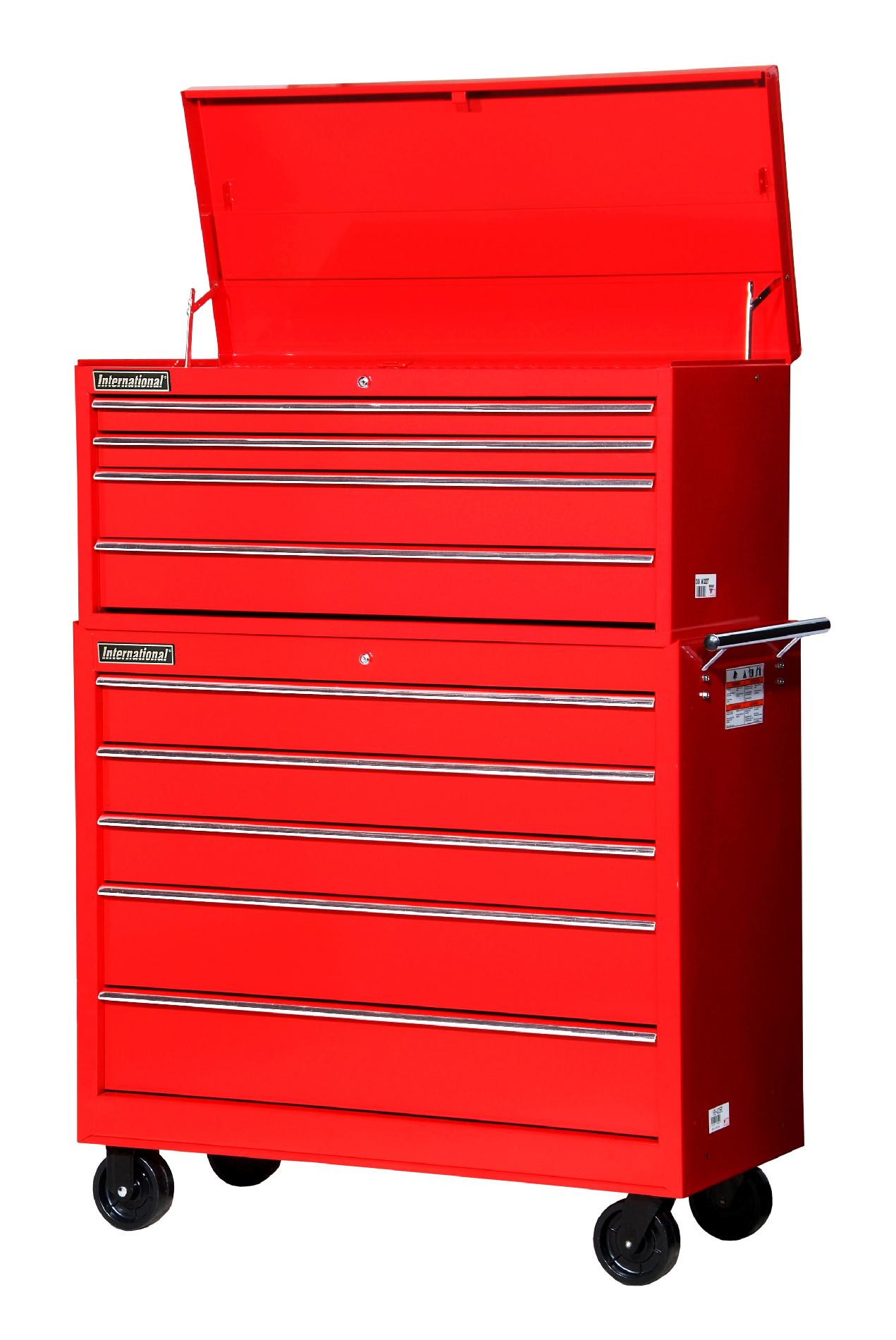 International 42-Inch 9-Drawer Tool Storage Combo  Red