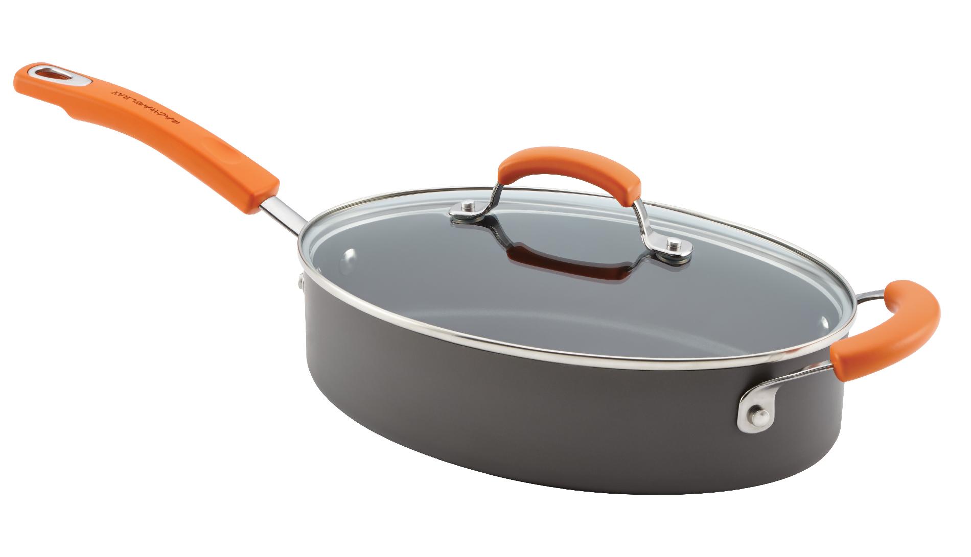 Rachael Ray 3-Quart Covered Oval Saute  Orange Handle
