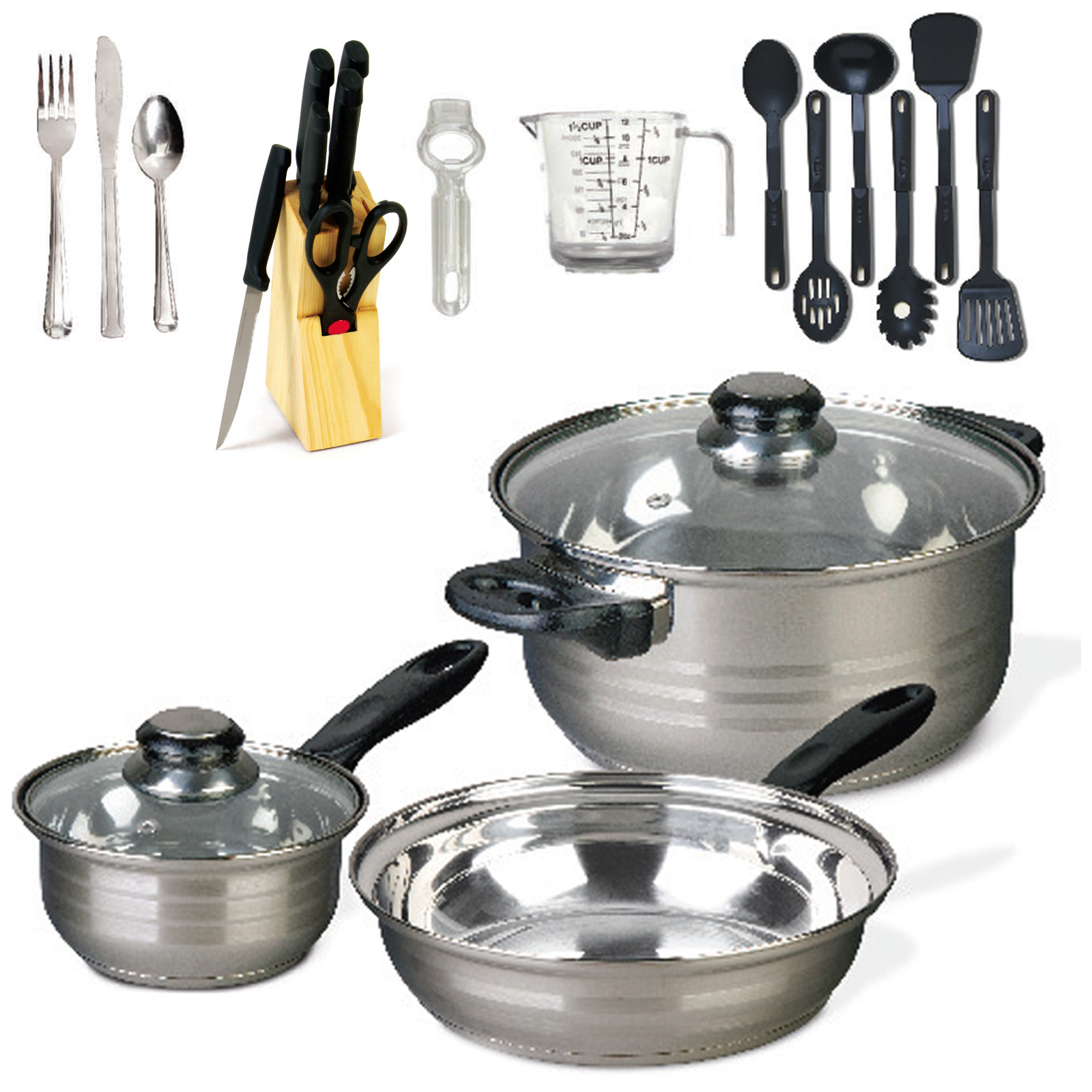 Gibson 32 pc Cookware Combo Set  Mirror Polished  Bakelite Hdle  Encapsulated  S.S.
