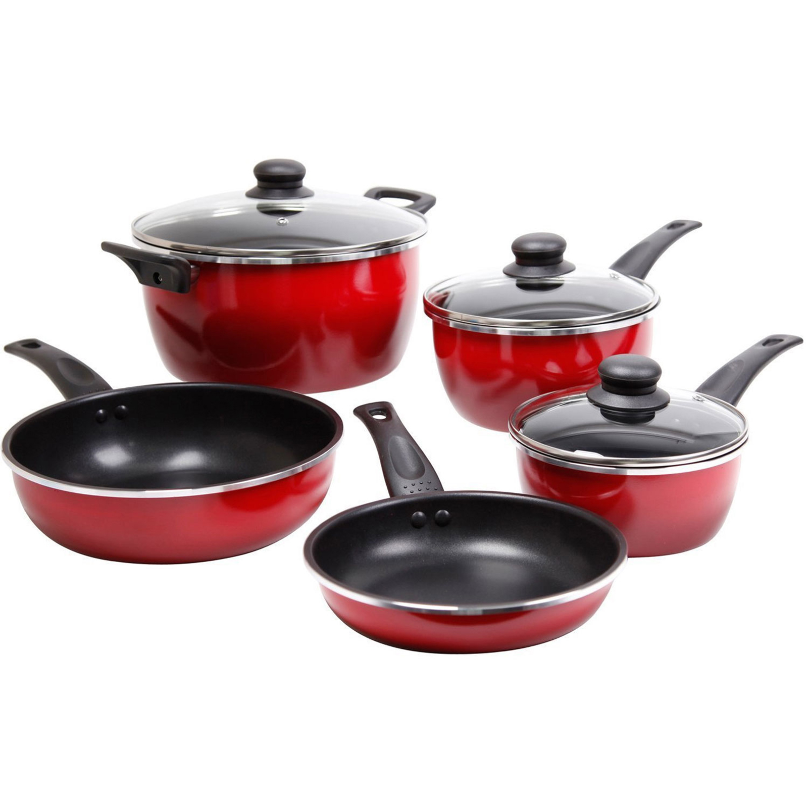 Gibson 8 pc Cookware Set  Red  Non Stick  Bakelite  Alum 2.0mm [Oster]