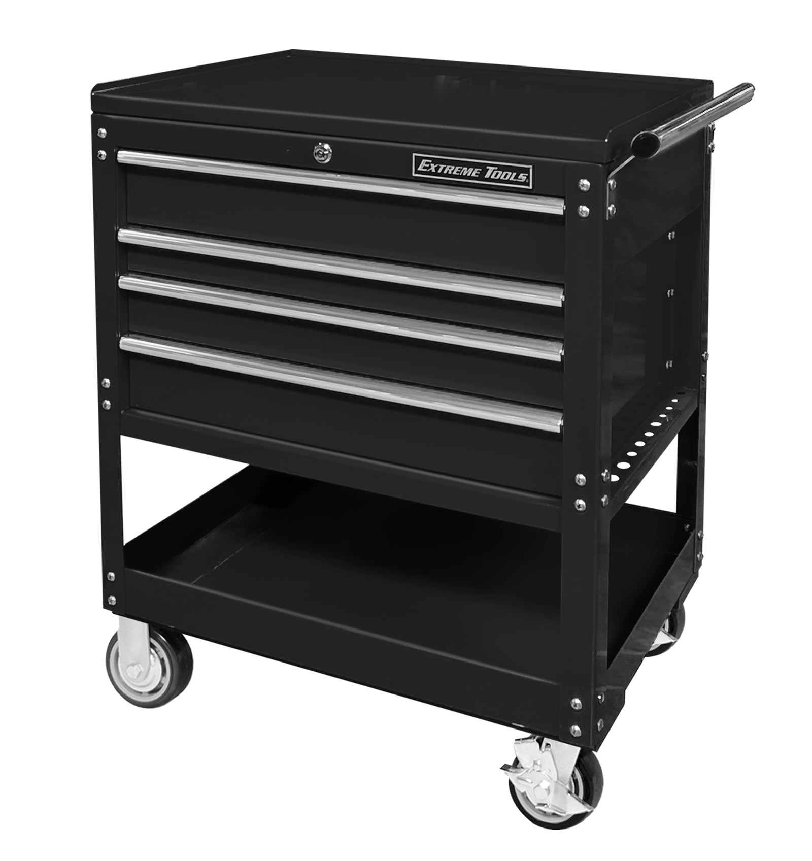 Extreme Tools 32 Deluxe 4 Drawer Tool Cart in Black