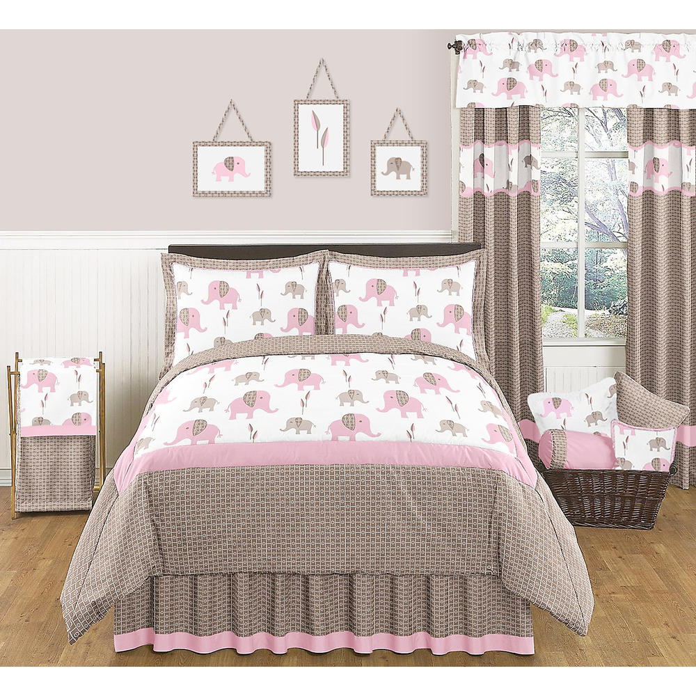 Sweet Jojo Designs Elephant Pink Collection 3pc Full/Queen Bedding Set