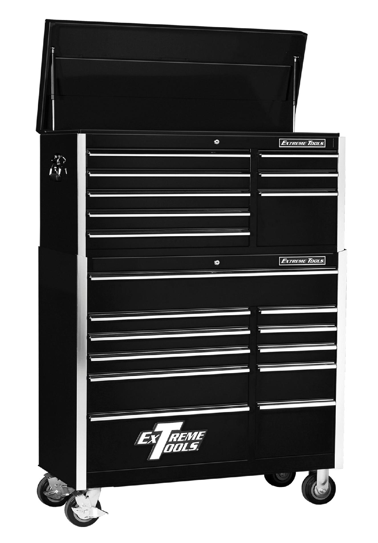 Extreme Tools 41 8 Drawer Top Chest & 11 Drawer Roller Cabinet in Black