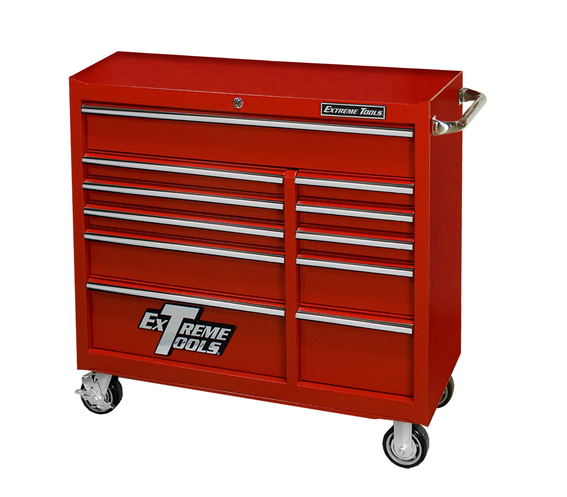 Extreme Tools 41 Deluxe 11 Drawer Roller Cabinet in Textured Red