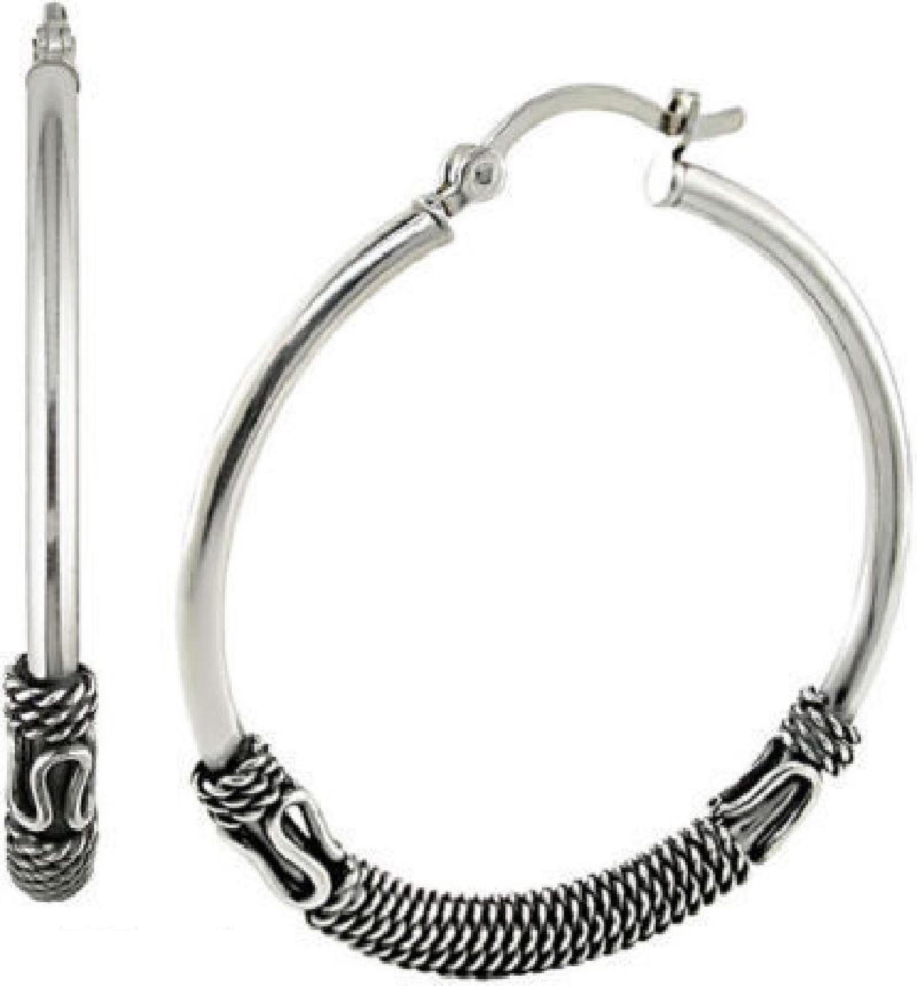 Sterling Silver Antique Hoop Earrings
